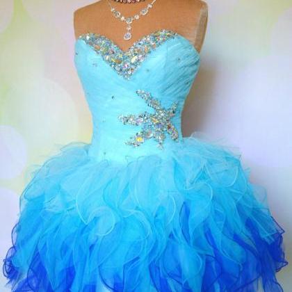 Blue Homecoming Dress,lace Homecoming Gown,tulle..