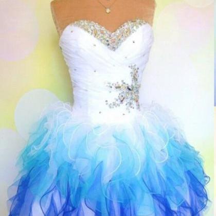 Blue Homecoming Dress,lace Homecoming Gown,tulle..