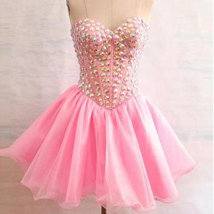 Homecoming Dress,pink Homecoming Dresses,short..
