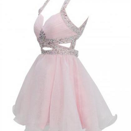 Pearl Pink Homecoming Dress,backless Homecoming..