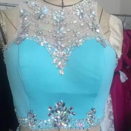 2 Piece Prom Dresses,2017 Prom Dresses,light Blue..