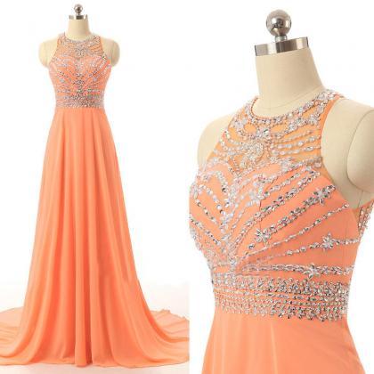 Orange Prom Dresses Long Elegant Chiffon Party..