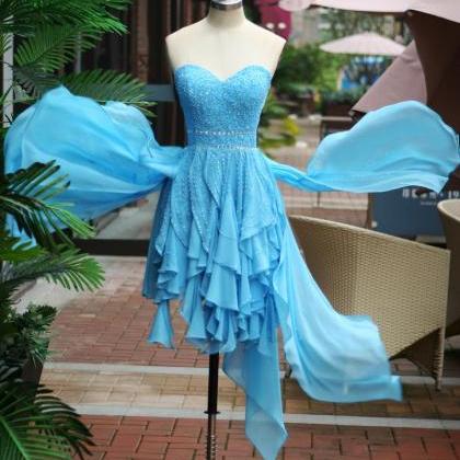 Blue Homecoming Dress,high Low Homecoming..