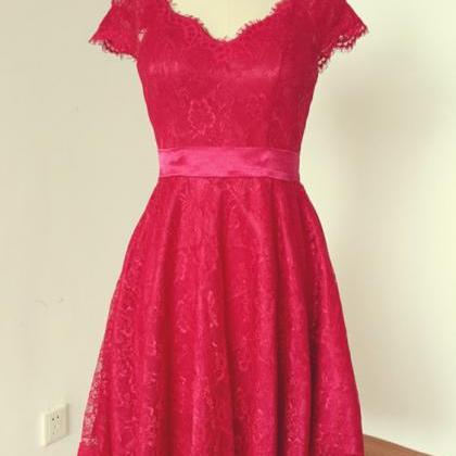 Red Homecoming Dress,lace Homecoming Dress,lace..