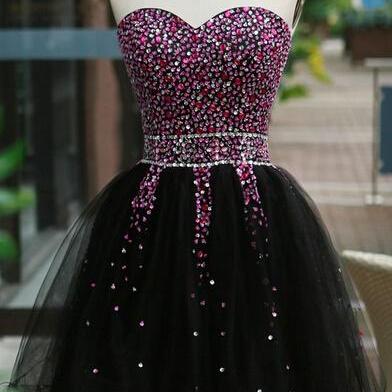 Black Homecoming Dress,short Prom Gown,tulle..
