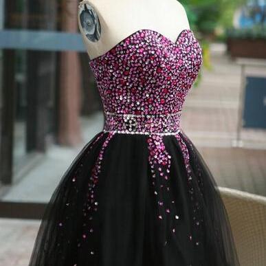 Black Homecoming Dress,short Prom Gown,tulle..