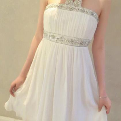 White Homecoming Dress,short Prom Gown,chiffon..