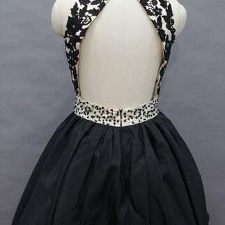 Homecoming Dress,lace Homecoming Dress,black..