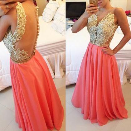 Coral Prom Dresses,charming Evening Dress,coral..
