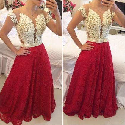 Red Prom Dresses,charming Evening Dress,white Prom..