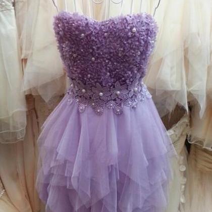 Lilac Homecoming Dress,2017 Homecoming Gown,tulle..