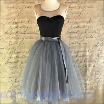Gray Homecoming Dress,short Prom Dresses,tulle..