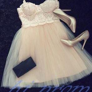 Lace Homecoming Dress,champagne Prom Dress,..