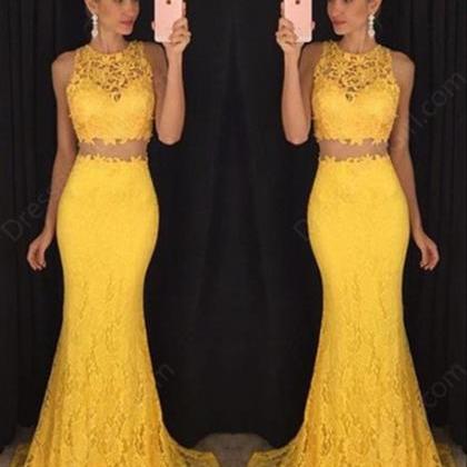 2 Piece Prom Gown,two Piece Prom Dresses,2 Pieces..
