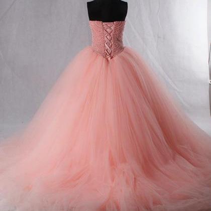 Luxury Pink Quinceanera Dresses Sweetheart Pearls..