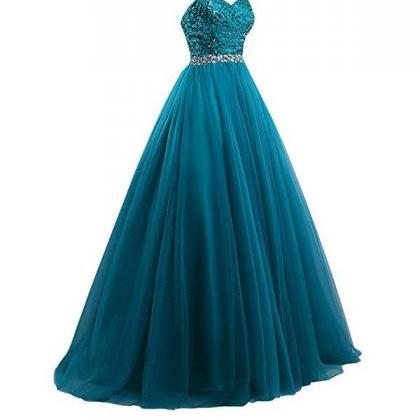 Sexy Tulle Sequin Ball Gown Prom Dresses Evening Gown on Luulla
