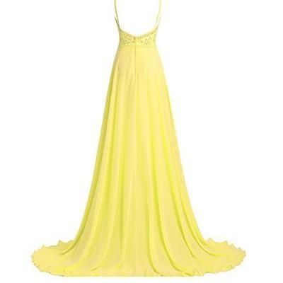 Beautiful A Line Straps Beading Long Prom Dresses..