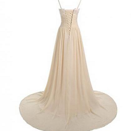 Sleeveless Lace Bodice A-line Long Chiffon Dress -..