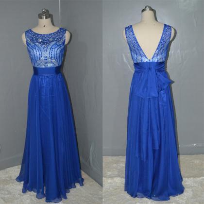 Royal Blue Charming Prom Dress,long Prom..