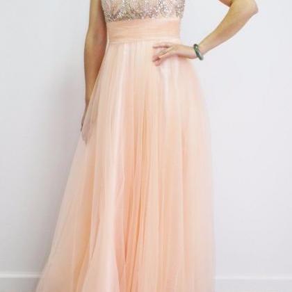 Beading A-line Prom Dress,long Prom..