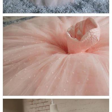 Pink Ball Gown Beading Prom Dress,long Prom..