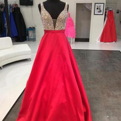 Prom Dress,modest Prom Dress,red Satin Long Prom..