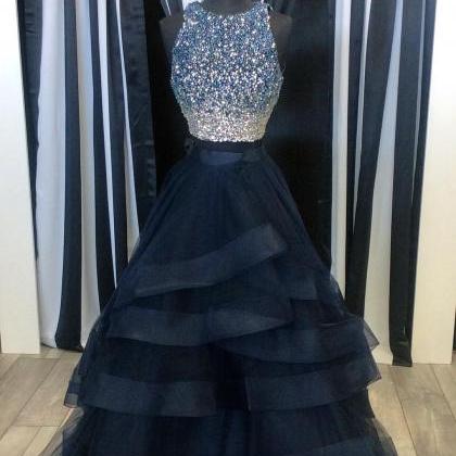 Two Piece Prom Dresses,ruffles Ball Gowns,sparkly..