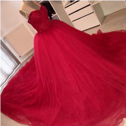 Prom Dress,modest Prom Dress,sparkly Red Prom..