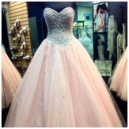Prom Dress,modest Prom Dress,elegant Pearl Beaded..