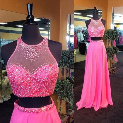 Two Piece Prom Dress,high Neck Prom..