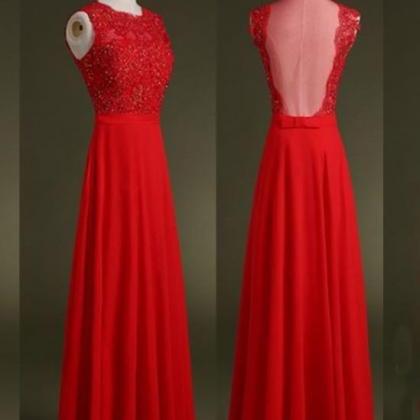 Red Chiffon Prom Dress,applique Prom Dresses,long..