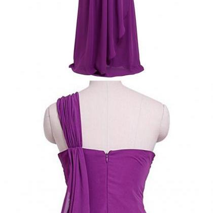 Asymmetric One Shoulder Cap Sleeve Prom Dress,..