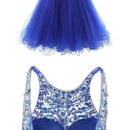 Jewel Neck Illusion Sequins Crystal Prom Dress,..