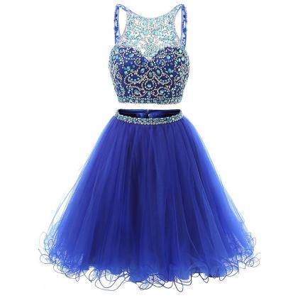 Jewel Neck Illusion Sequins Crystal Prom Dress,..