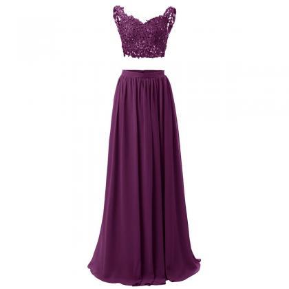 Rounded Sweetheart Purple Long Prom Dress, Low..