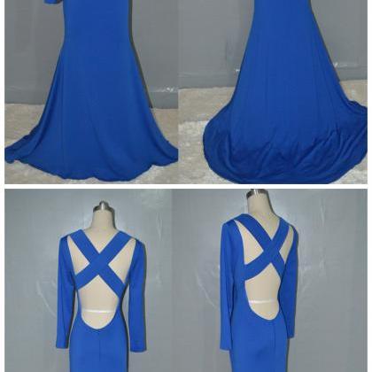 Royal Blue Prom Dress,fashion Mermaid Backless..
