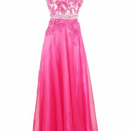 Prom Gown,pretty A-line V-neck Long Chiffon Lace..