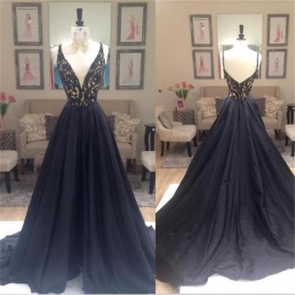 Prom Dress,black Prom Dress,lace Long Evening..