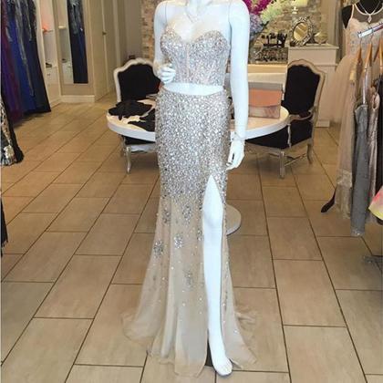 Prom Dress,modest Prom Dress,two Piece Crystal..