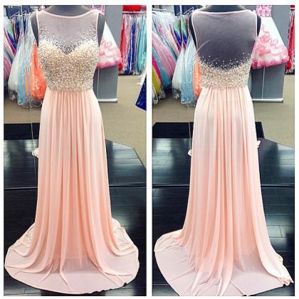 Prom Dress,modest Prom Dress,a Line Pearl Beaded..