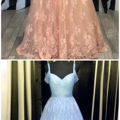 Prom Dress,modest Prom Dress,blush Pink Lace Ball..