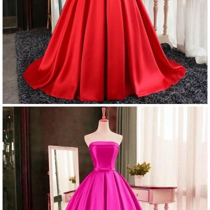 Prom Dress,modest Prom Dress,red Satin Ball Gowns..