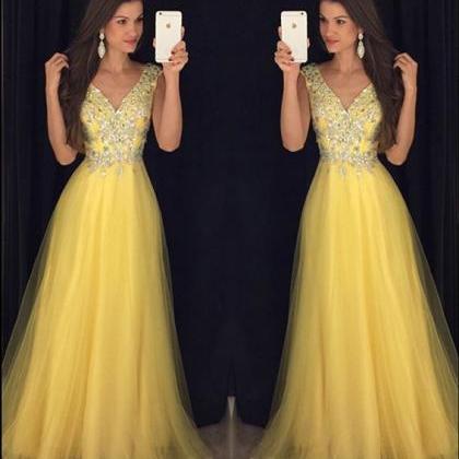Prom Dress,modest Prom Dress,glitter Beading V..