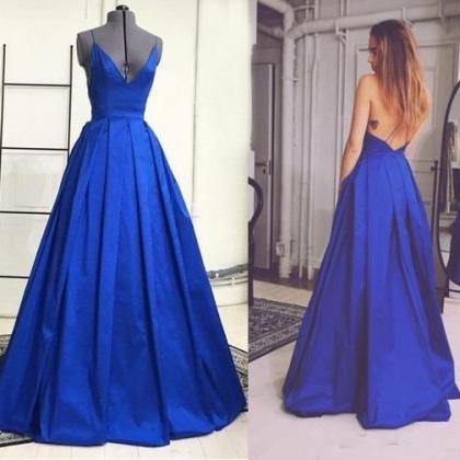 Backless Prom Dress,royal Blue Prom..