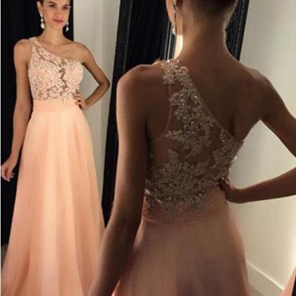 Beaded Prom Dress,one Shoulder Prom Dress,lace..