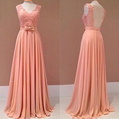2017 Style Prom Dress Blush Pink Chiffon Evening Gowns on Luulla