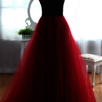 Burgundy Prom Dresses,lace Prom Gown,simple..