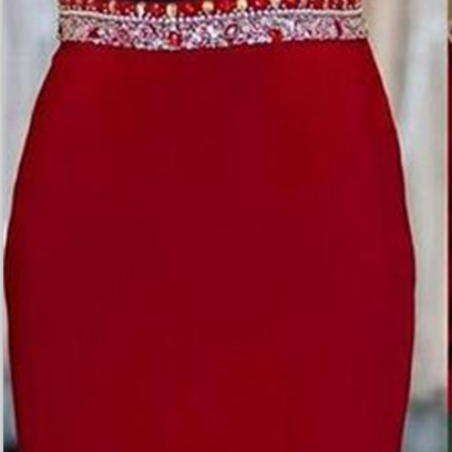 2 Piece Prom Gown,two Piece Prom Dresses,red..