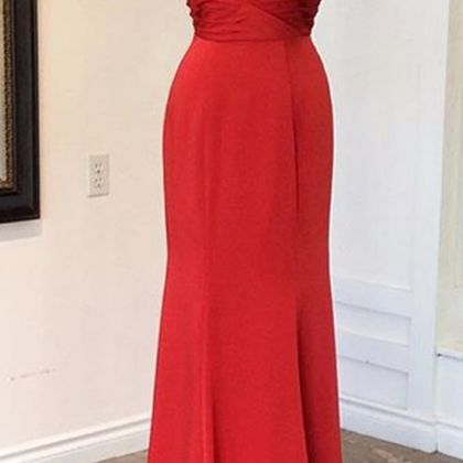Red Halter Fitted Prom Gown, Evening Dress..