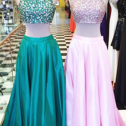 Two-piece Prom Dress With Beaded Bodice, Formal..